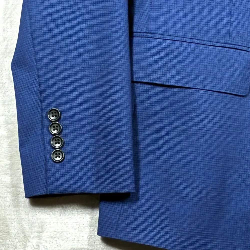 Bonobos Marzotto Italian Wool Royal Blue Micro Check Blazer 40S Slim Sport Coat